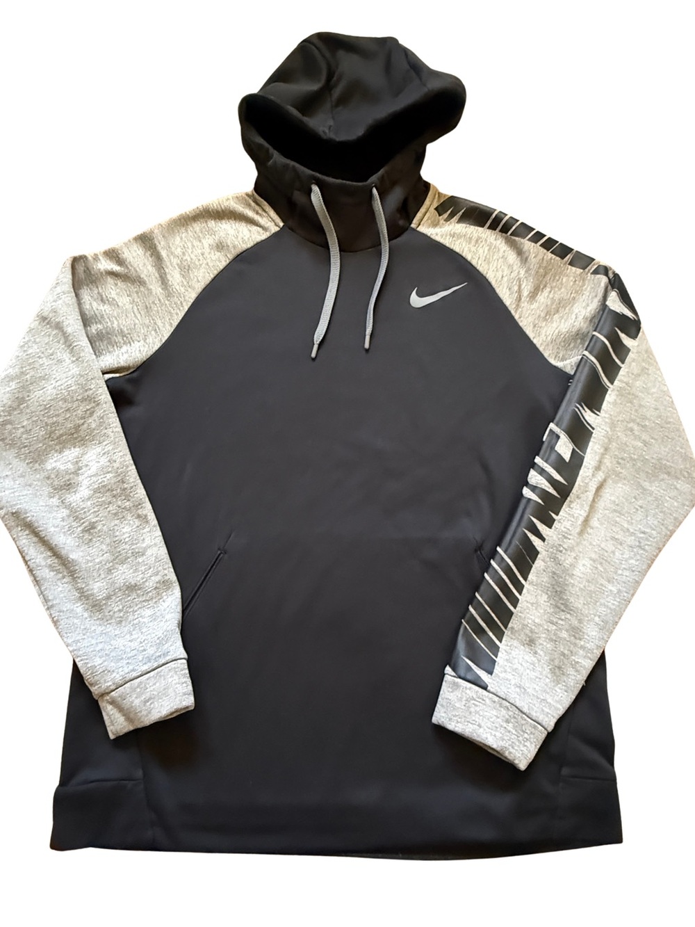 Nike Mens Black Gray Therma-Fit Hoodie L Sweatshirt Athletic Training Altheisure